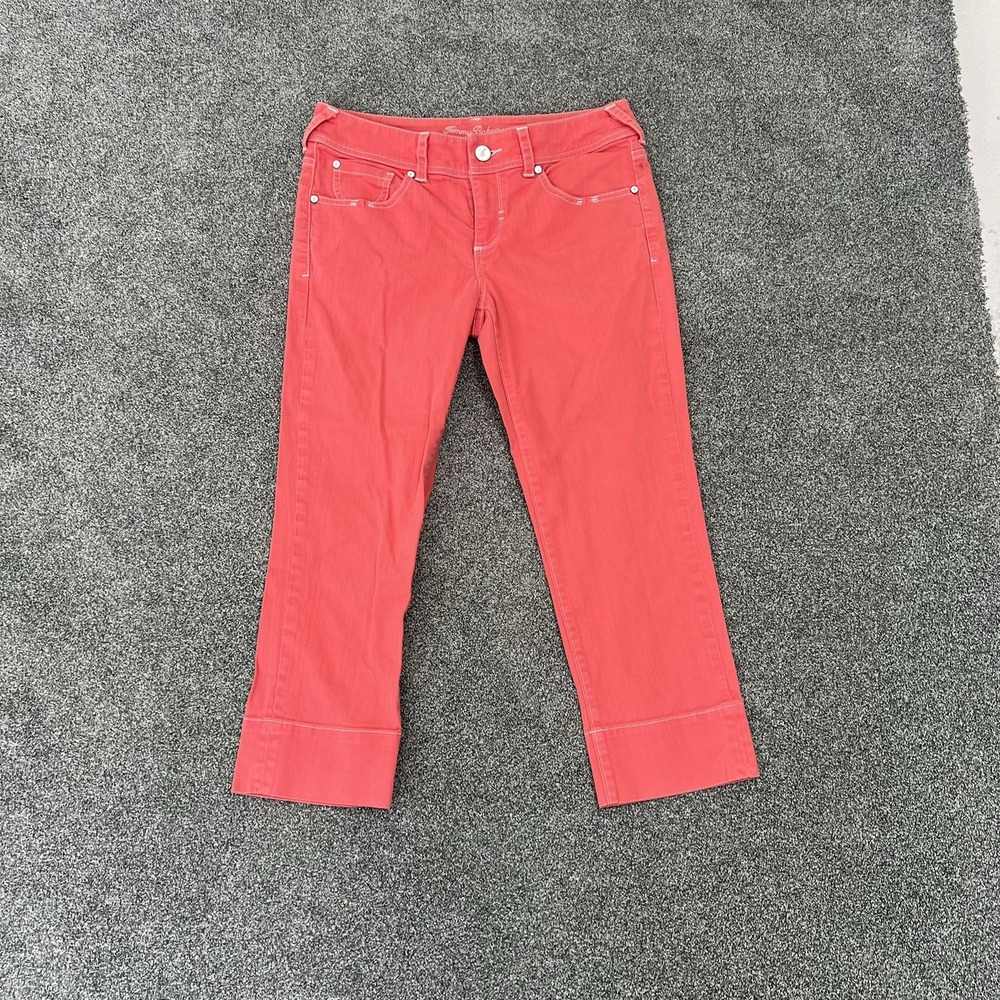 Tommy Bahama Womens Pink Capri Jeans Cropped Stretch Size 6